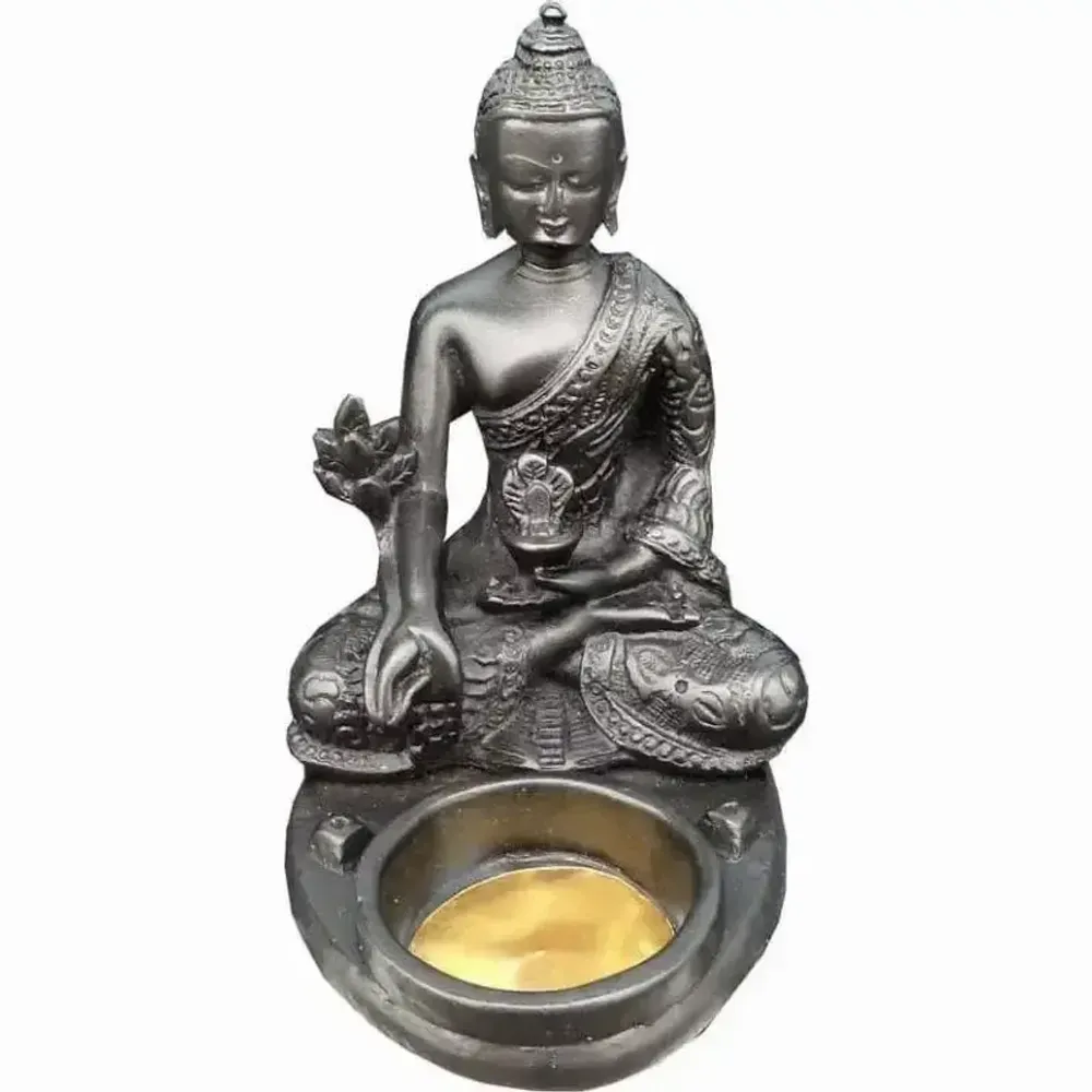 Senteurs - Porte encens résine bougeoir bouddha 10x12x8cm - ARABESK