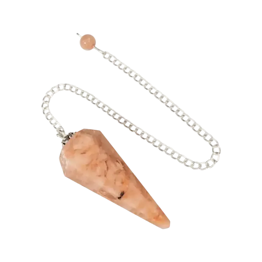 Bijoux - Pendule Pierre de Lune Orangée Conique 6 faces - ARABESK