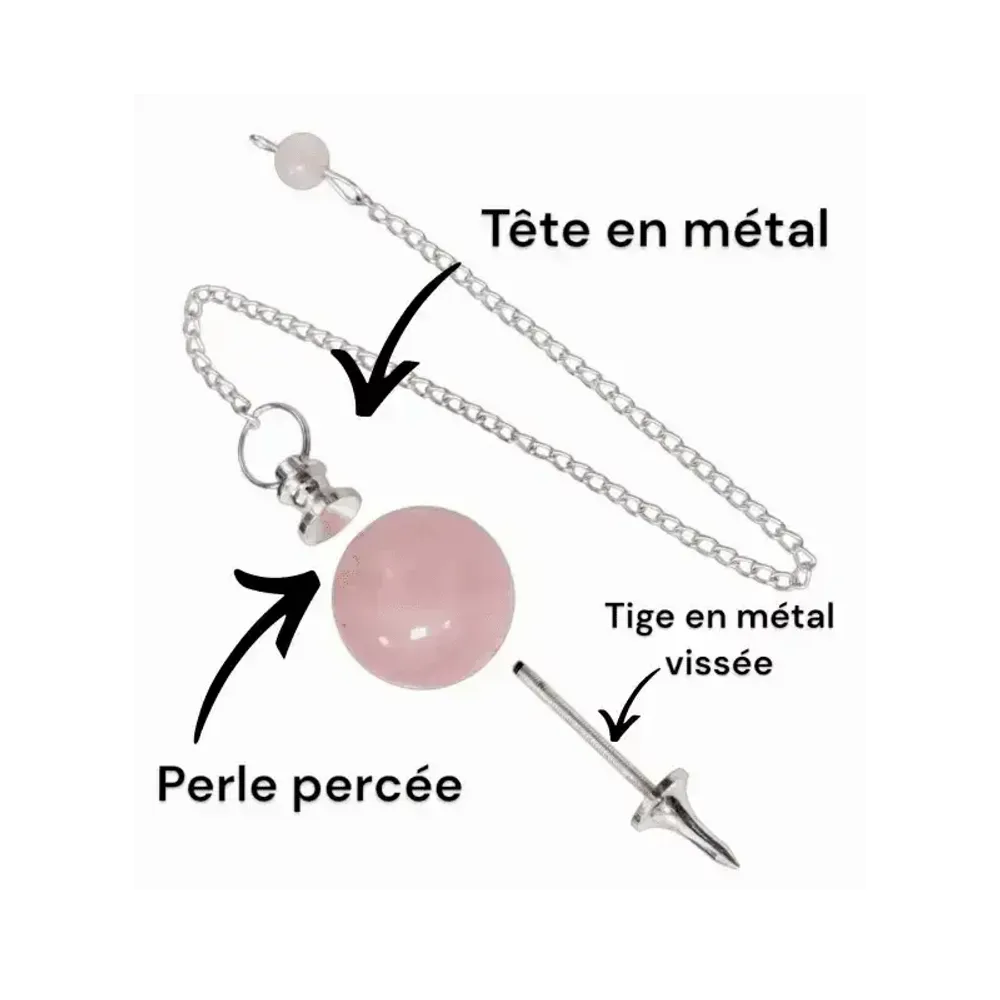 Bijoux - Pendule sphère Cristal de Roche 4cm - ARABESK