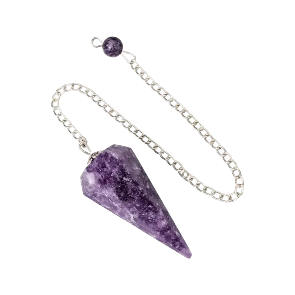 Jewelry - Lepidolite Conical Pendulum 6 Sides - ARABESK