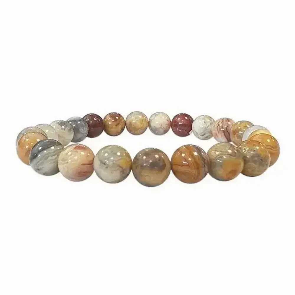 Bracelets - Crazy Lace Agate 8mm pearls bracelet - ARABESK