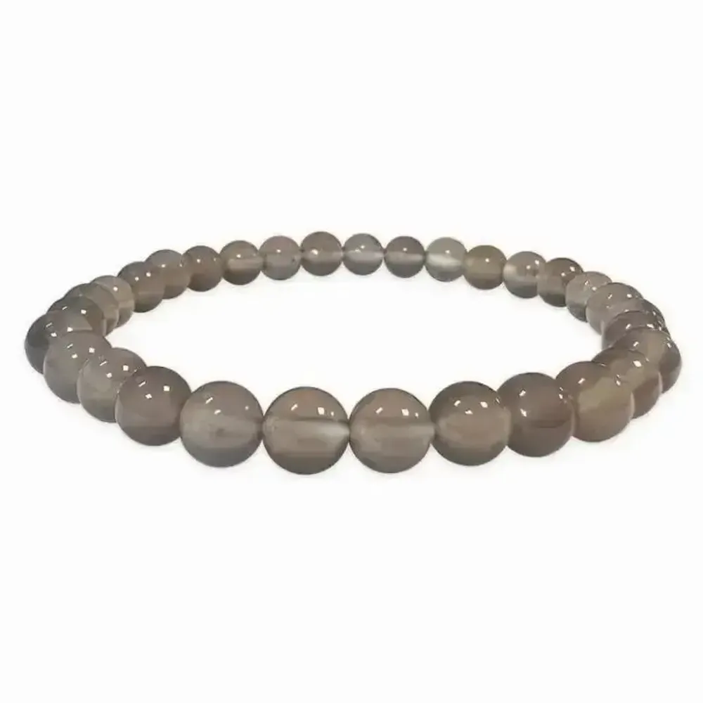 Bracelets - 6mm pearls Grey Agate A bracelet - ARABESK