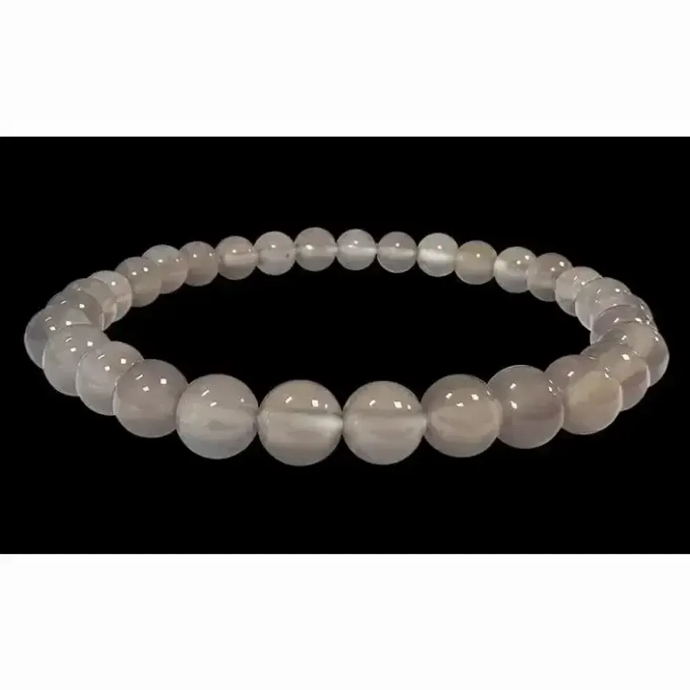 Bracelets - 6mm pearls Grey Agate A bracelet - ARABESK