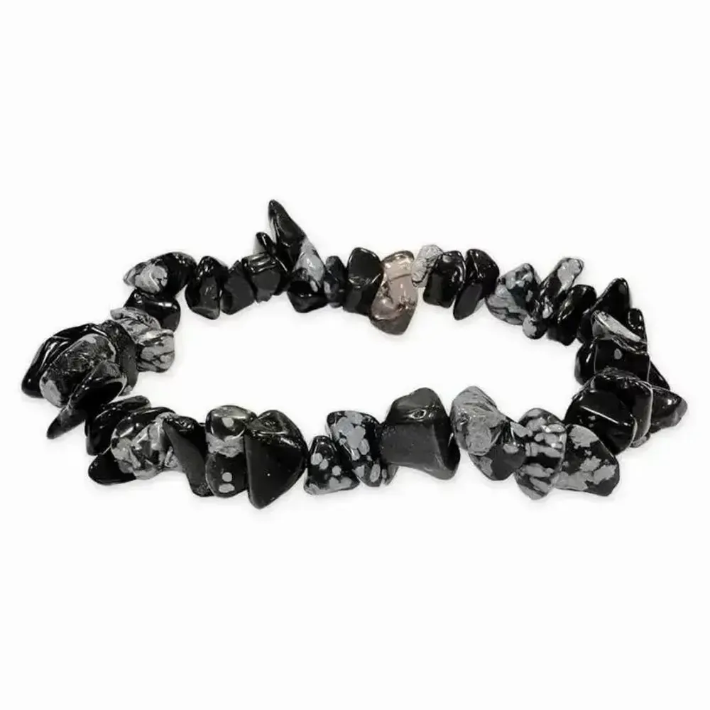 Bracelets - Obsidian Snowflake chips bracelet 19cm - ARABESK