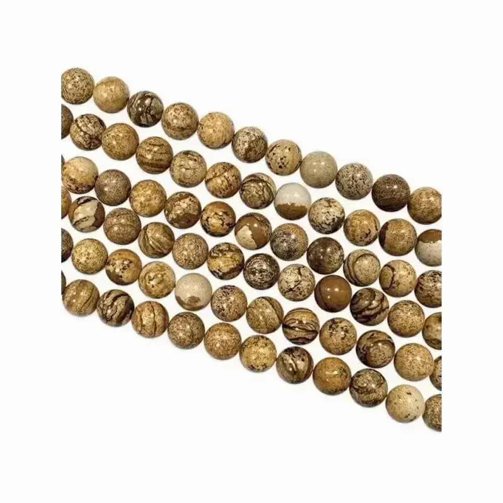 Jewelry - Landscape Jasper 6mm pearls on string - ARABESK