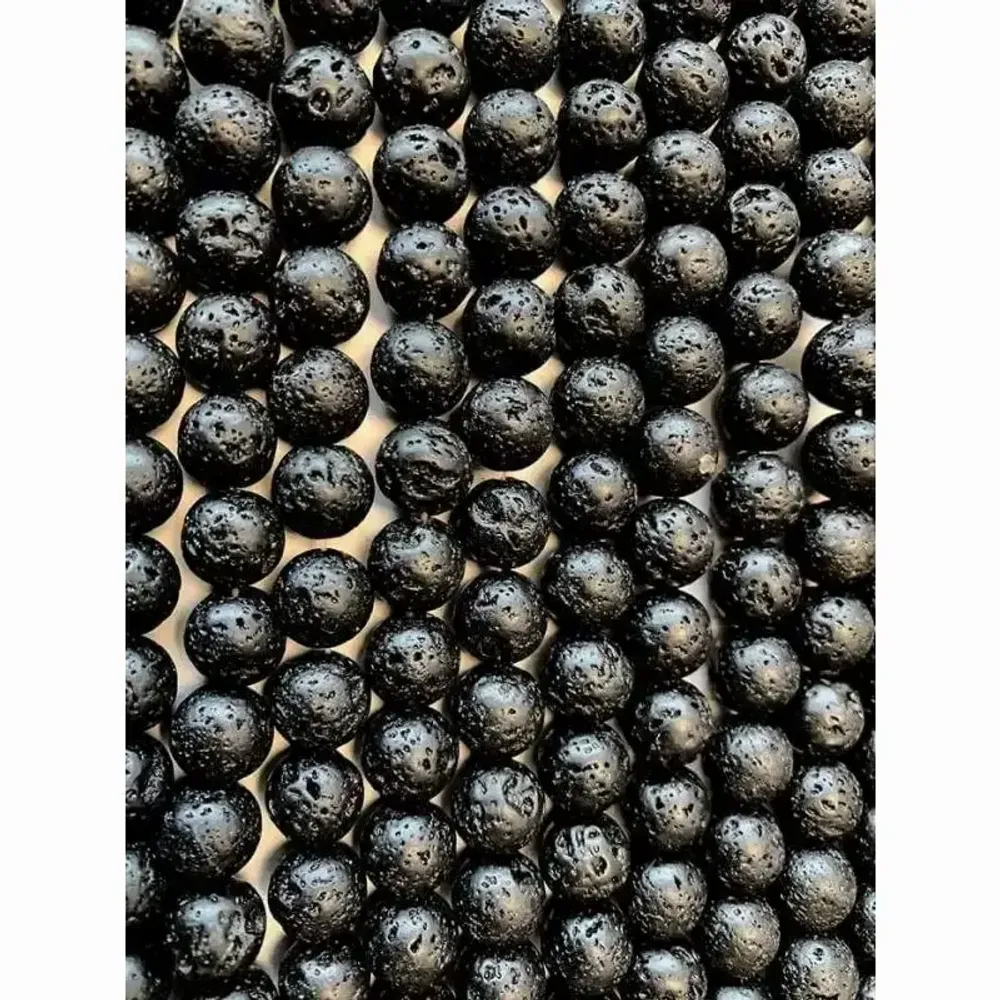 Bijoux - pierre de lave A perles 10mm sur fil 40cm - ARABESK