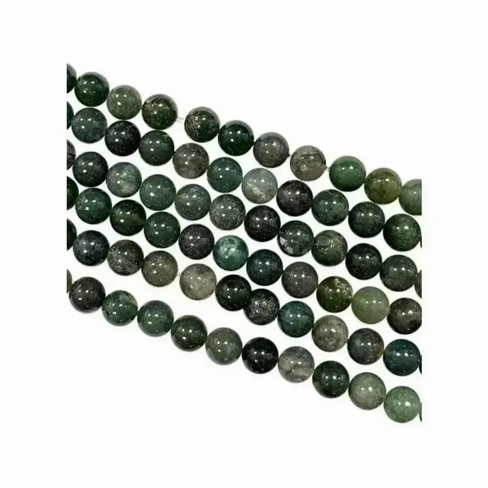 Bijoux - Agate Mousse perles 10mm sur fil 40cm - ARABESK