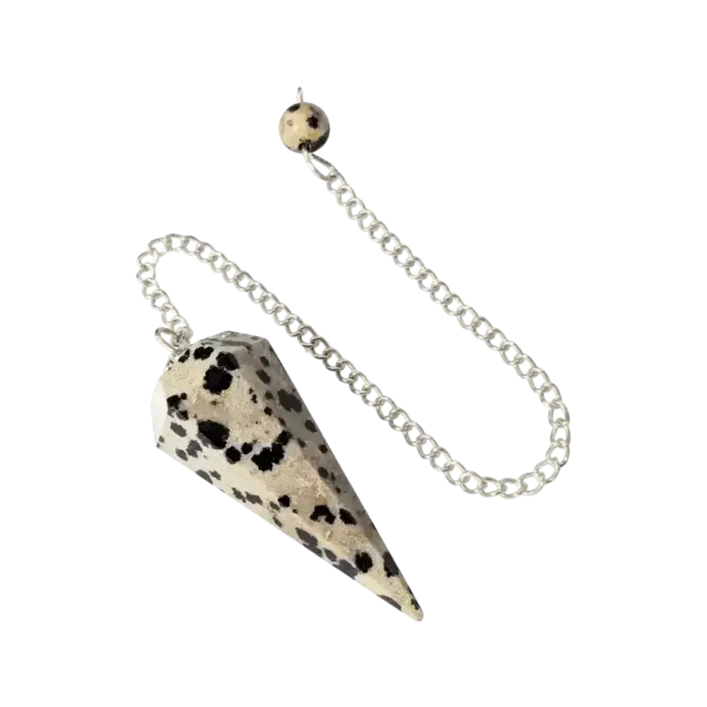 Bijoux - Pendule Jaspe Dalmatien Conique 6 faces - ARABESK