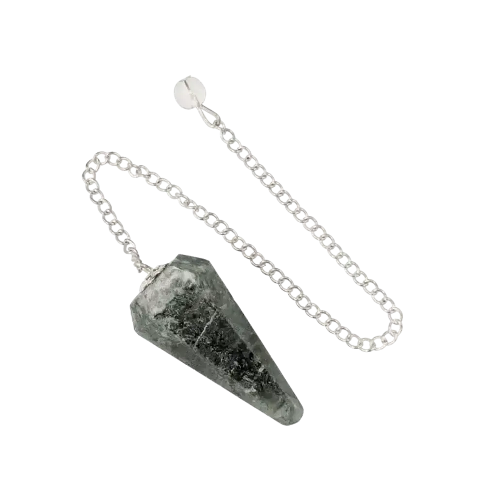 Bijoux - Pendule Agate Mousse conique 6 faces - ARABESK