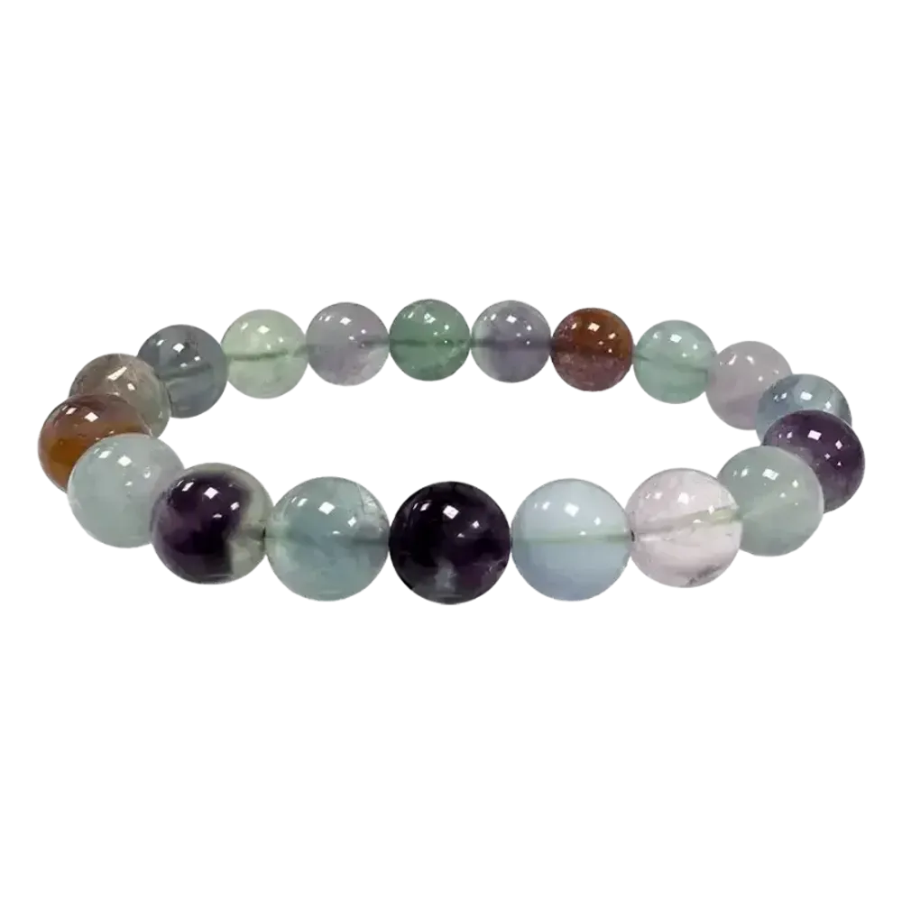 Bracelets - Multicolor Fluorite 10mm pearls bracelace - ARABESK