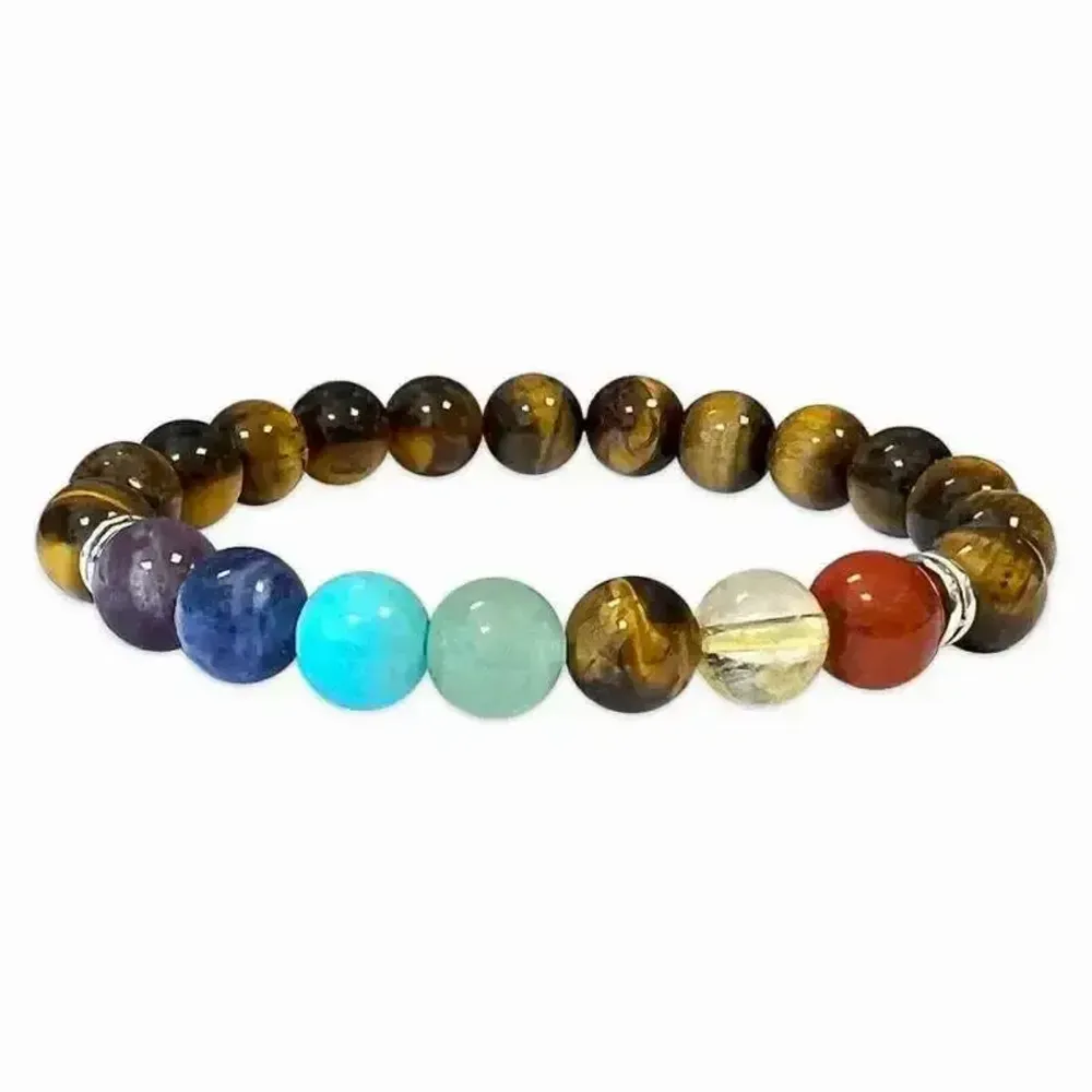 Bracelets - 7 chakras Tiger's eye A 8mm pearls bracelet - ARABESK