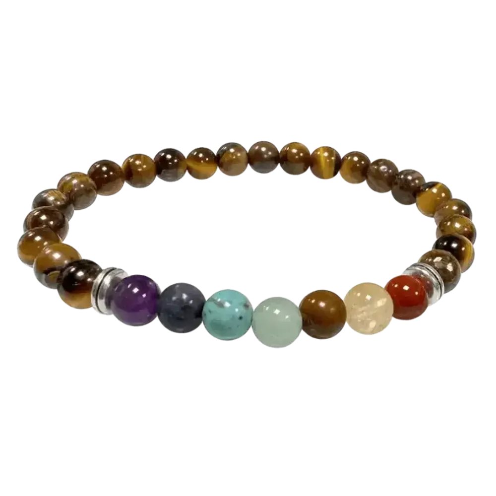 Bracelets - 7 chakras Tiger's eye A 6mm pearls bracelet - ARABESK
