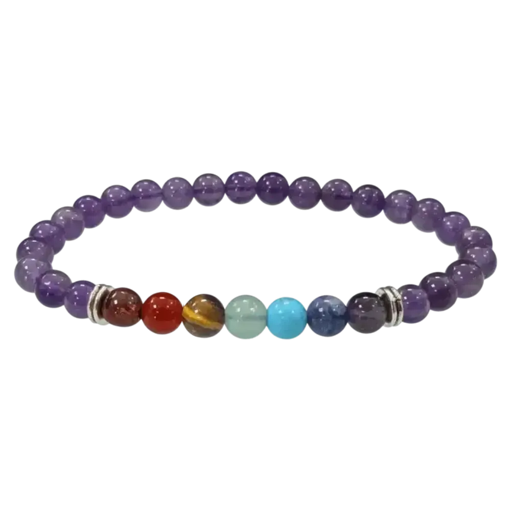 Bracelets - 7 chakras Amethyst A 6mm pearls bracelet - ARABESK