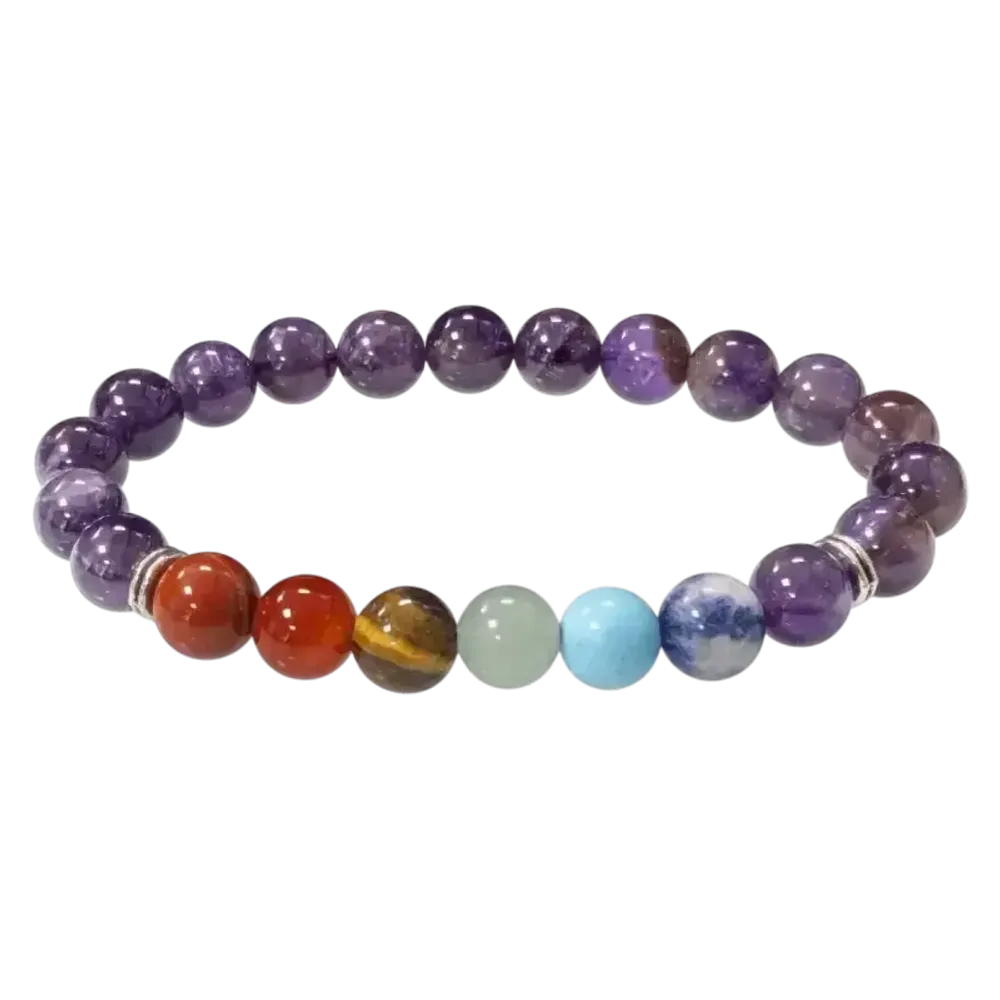 Bracelets - Bracelet Amethyste 7 chakras A perles 8mm - ARABESK