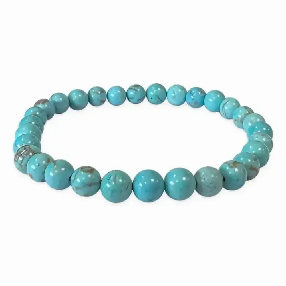 Bracelets - Bracelet Turquenite Howlite naturelle teintée A perles 6mm - ARABESK