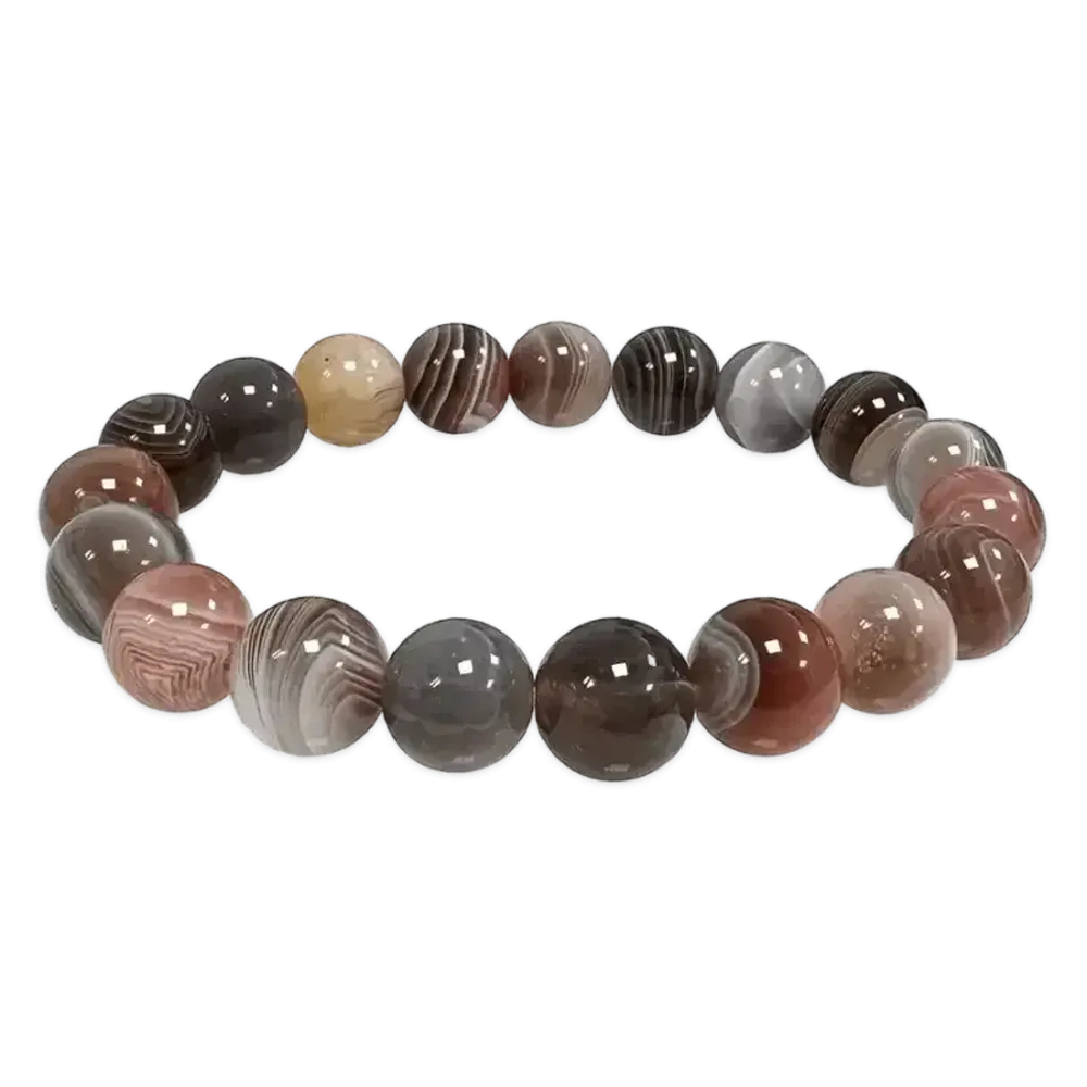 Bracelets - Agate Botswana AA 10mm pearls Bracelet - ARABESK