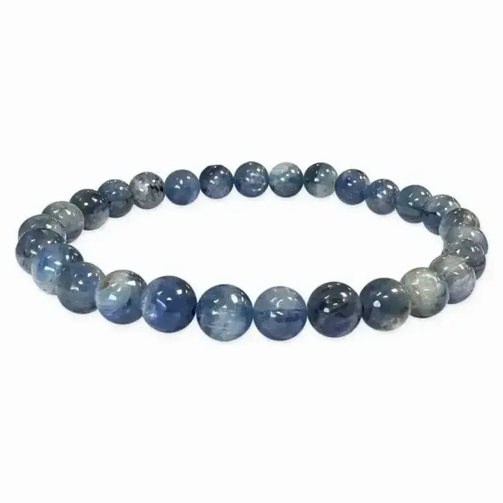 Bracelets - Natural Blue Kyanite Bracelet 6-7mm beads - ARABESK