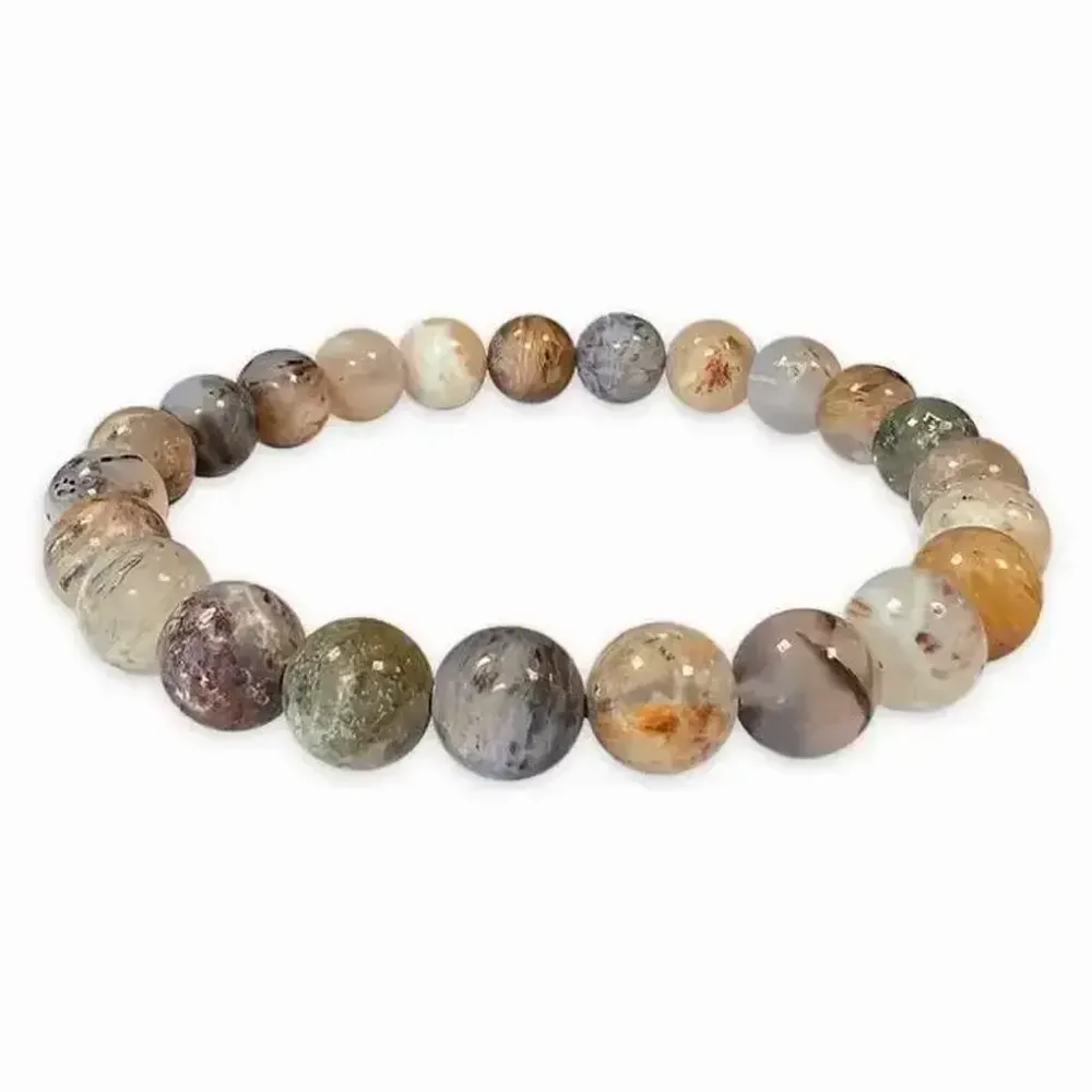 Bracelets - Agate Feather A 8mm pearls Bracelet - ARABESK