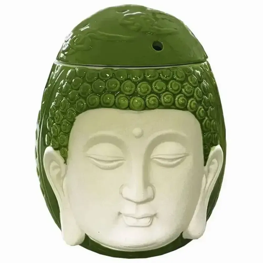 Scents - Green Buddha Head Ceramic Oil Burner 14cm - ARABESK