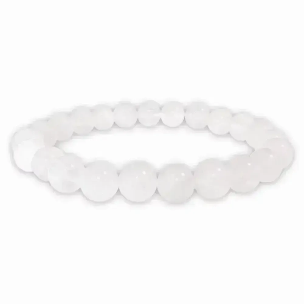 Bracelets - Bracelet Jade Blanc A perles 8mm - ARABESK