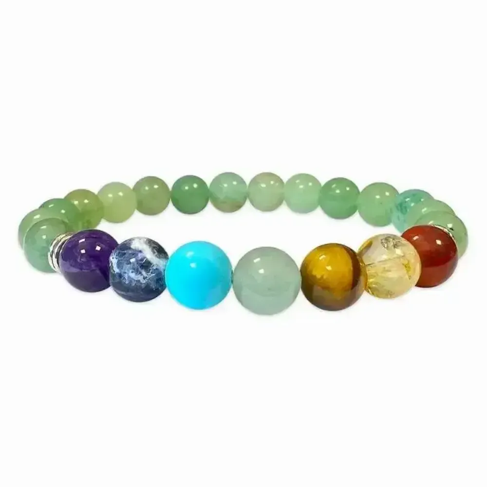 Bracelets - 8mm pearls 7 chakras Green Aventurine bracelet - ARABESK