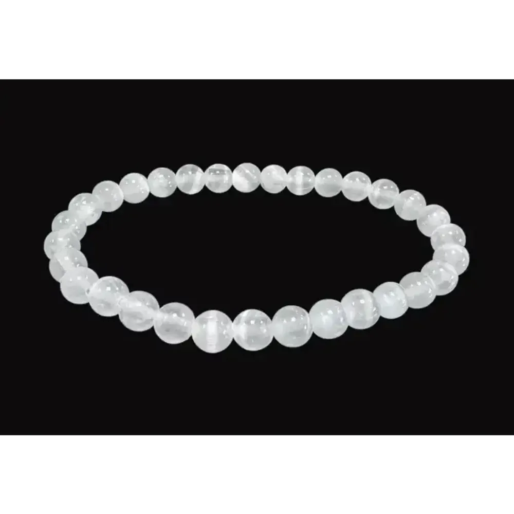 Bracelets - Selenite Cat's Eye Bracelet AA beads 6mm - ARABESK