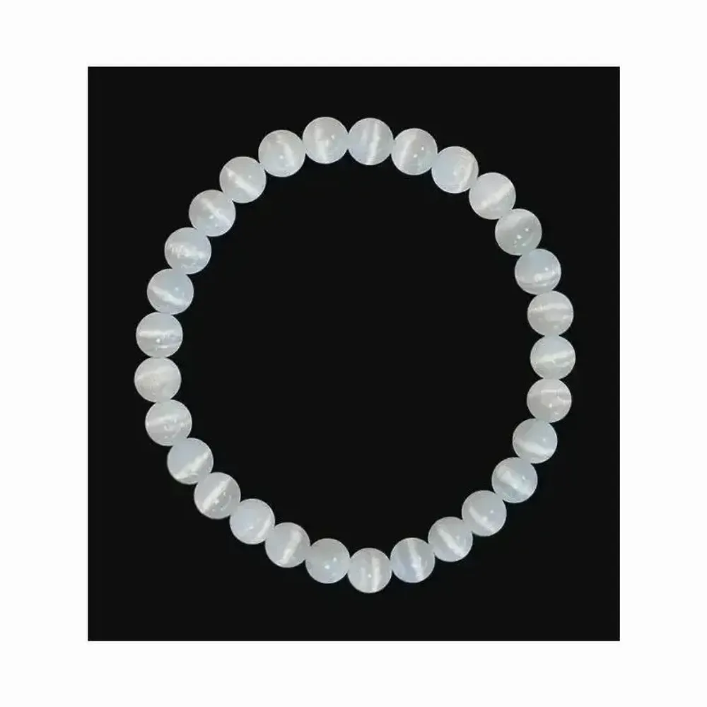 Bracelets - Selenite Cat's Eye Bracelet AA beads 6mm - ARABESK