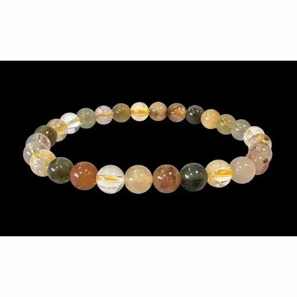 Bracelets - Bracelet Quartz rutile multicolore A perles 6mm - ARABESK