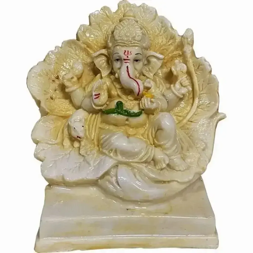 Decorative objects - Resin Yellow Ganesha 13cm - ARABESK