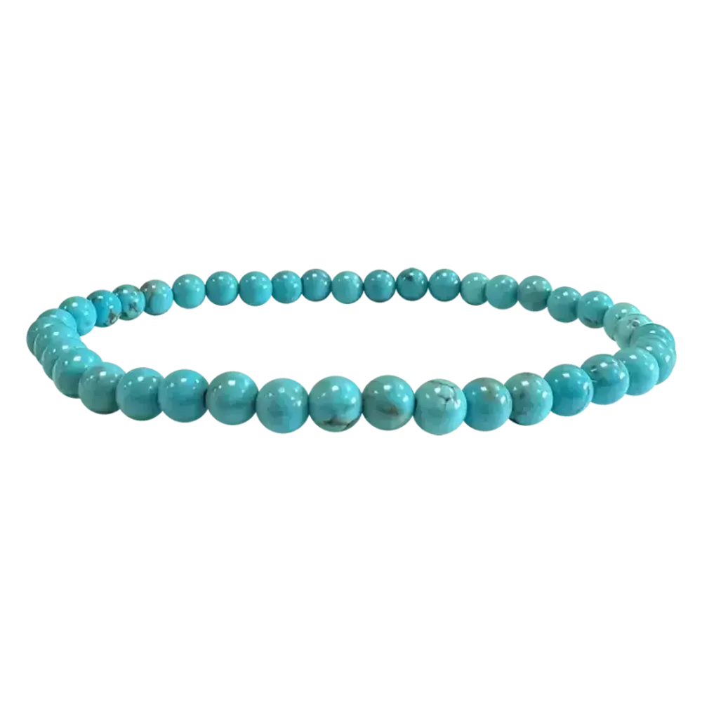 Bracelets - Bracelet Turquenite Howlite natural tinted A pearls 4mm - ARABESK