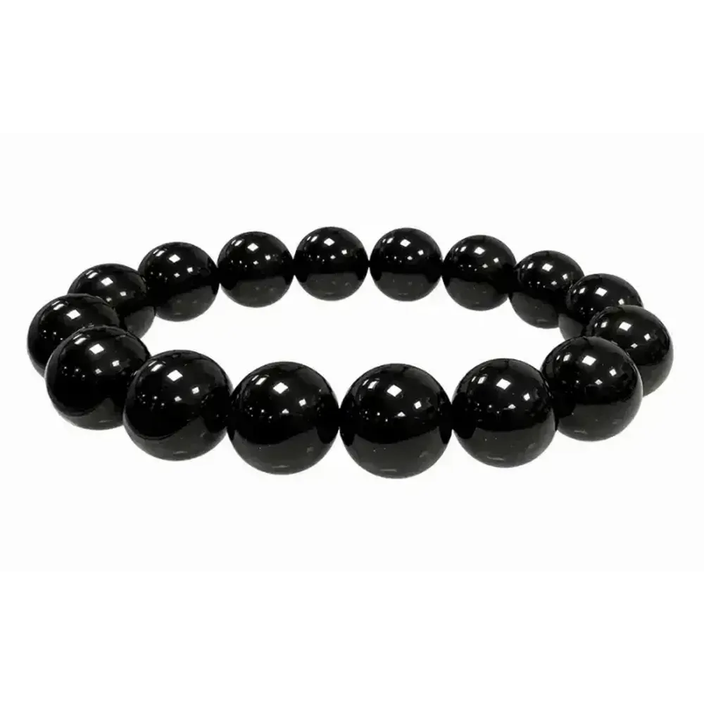 Bracelets - Bracelet perles Obsidienne noire A 12mm - ARABESK