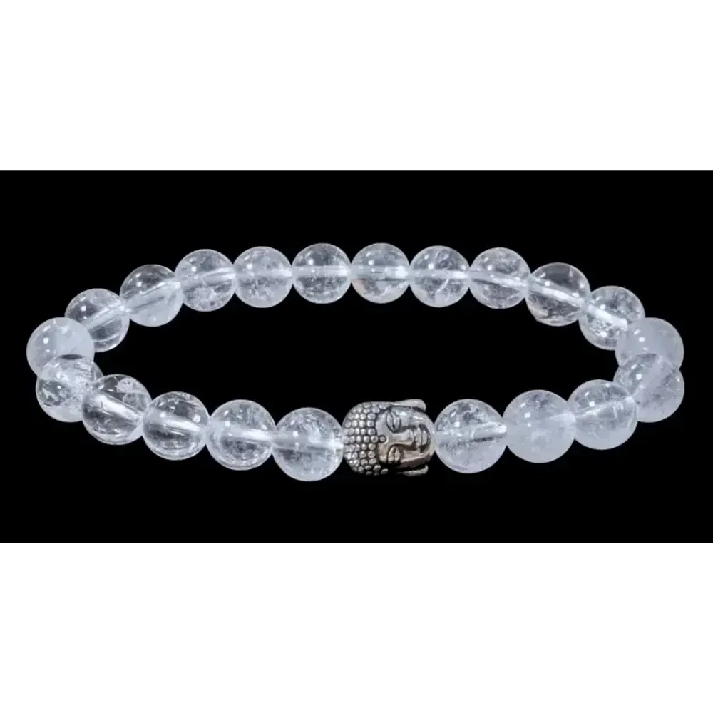 Bracelets - Bracelet Cristal de roche & Bouddha perles 8mm - ARABESK