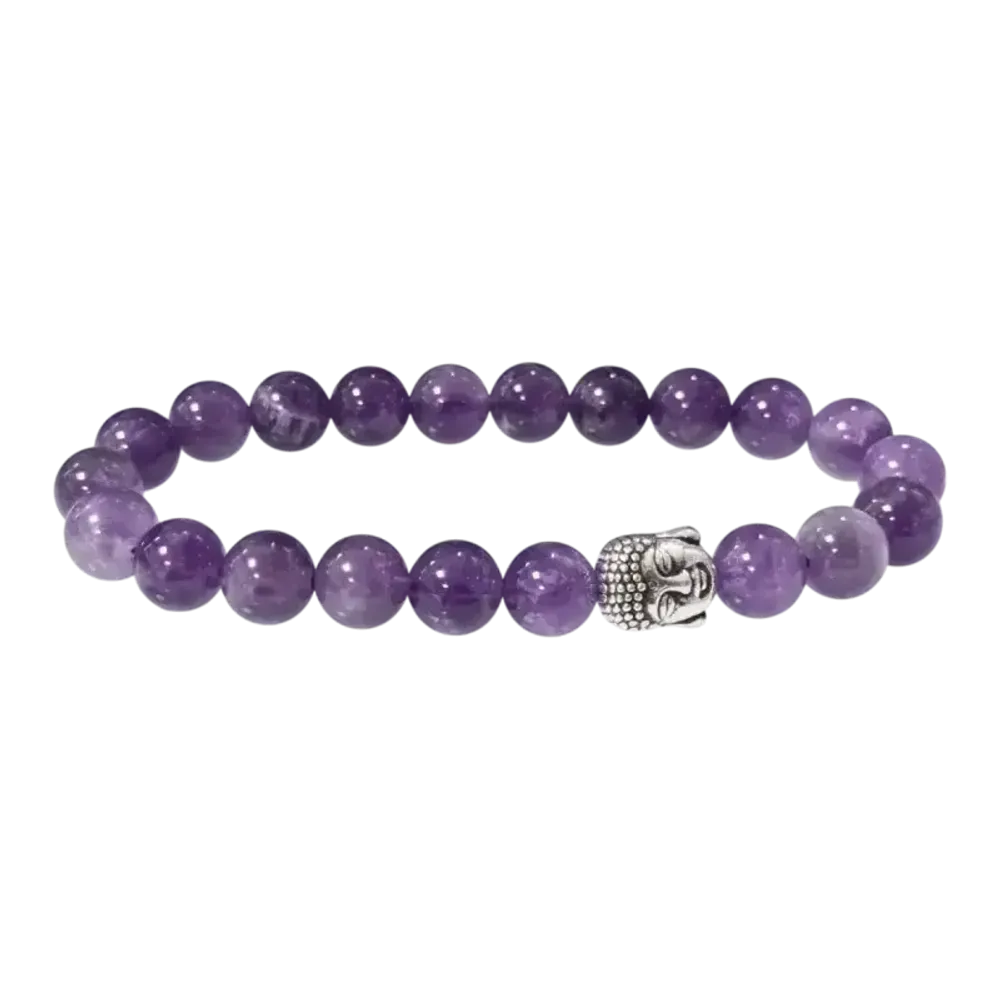 Bracelets - Amethyst & Buddha A 8mm pearls bracelet - ARABESK