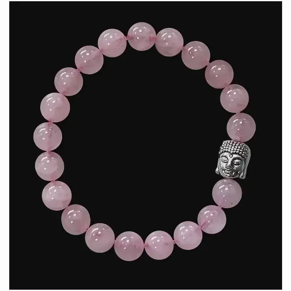 Bracelets - Bracelet Quartz rose & Bouddha perles 8mm - ARABESK