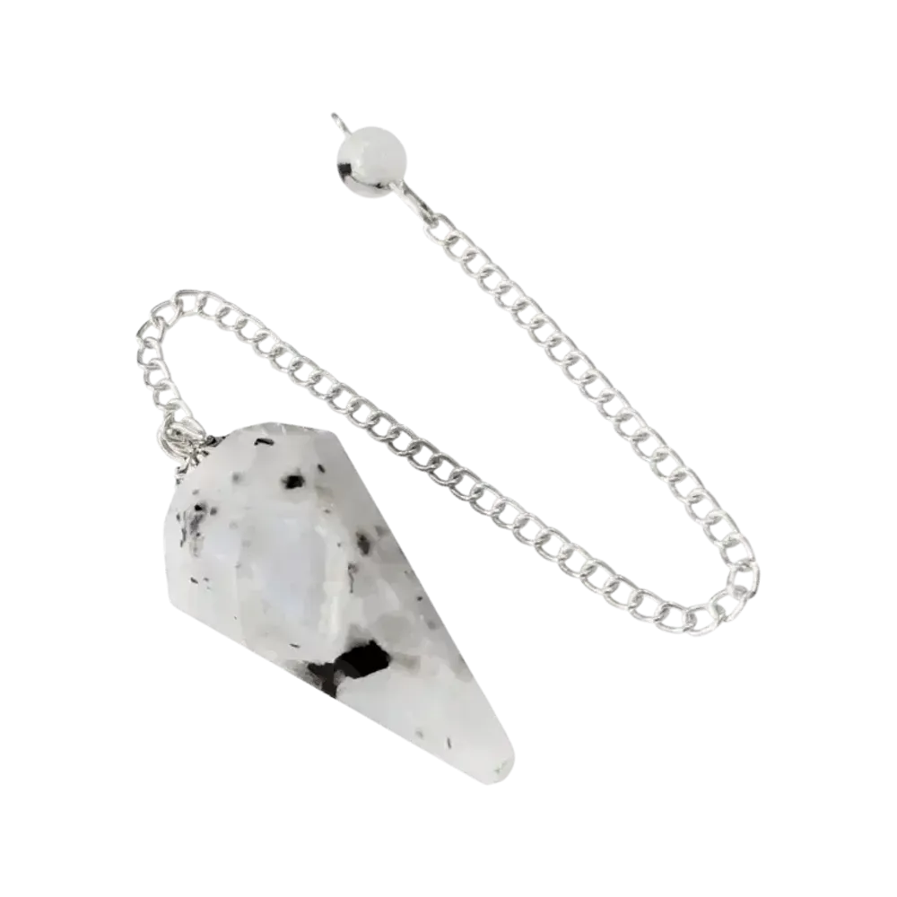 Bijoux - Pendule Pierre de Lune Blanche Péristérite conique 6 faces - ARABESK