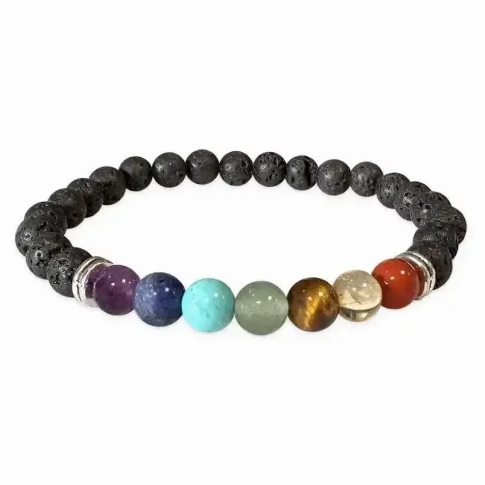 Bracelets - Bracelet pierre de lave 7 chakras perles 6mm - ARABESK