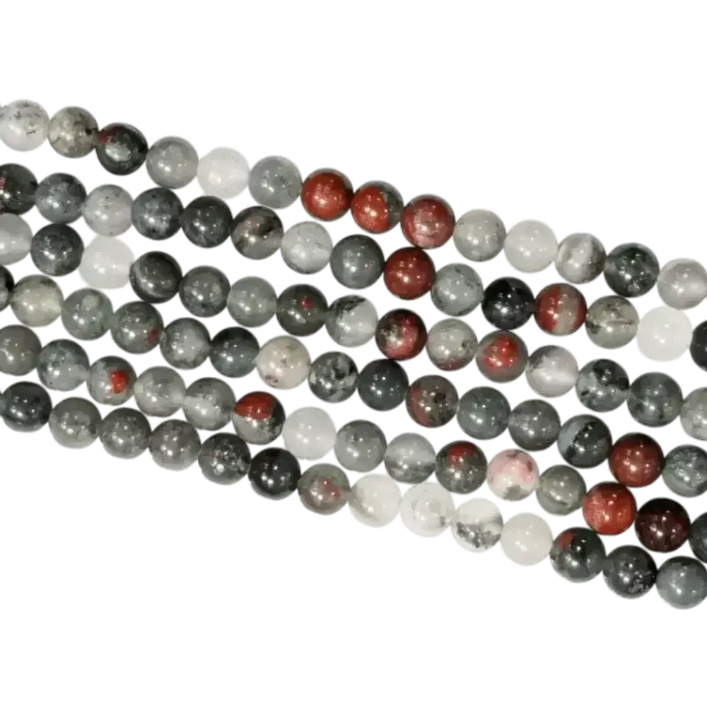Jewelry - Bloodstone heliotrope jasper 6mm pearls on string - ARABESK