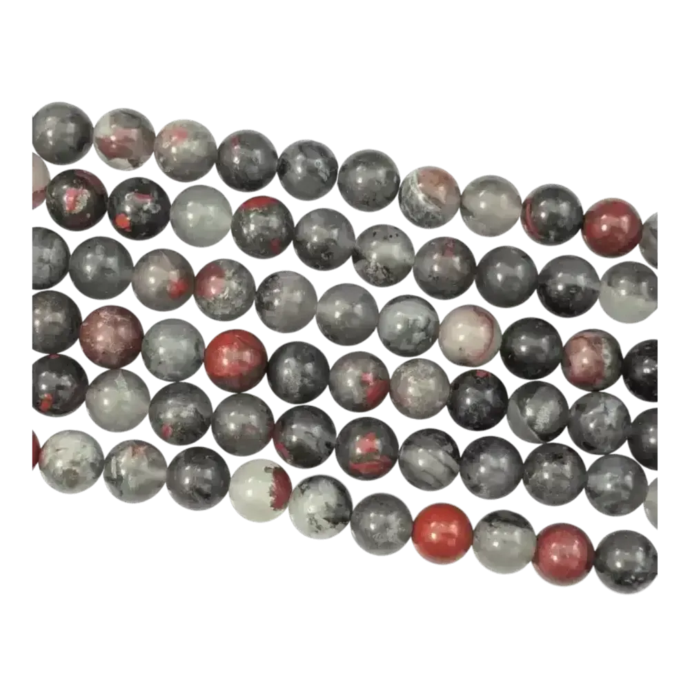 Bijoux - Jaspe héliotrope Bloodstone perles 8mm sur fil 40cm - ARABESK