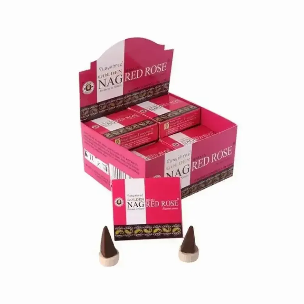 Scents - Vijayshree Golden Nag Red Rose cones incense - ARABESK