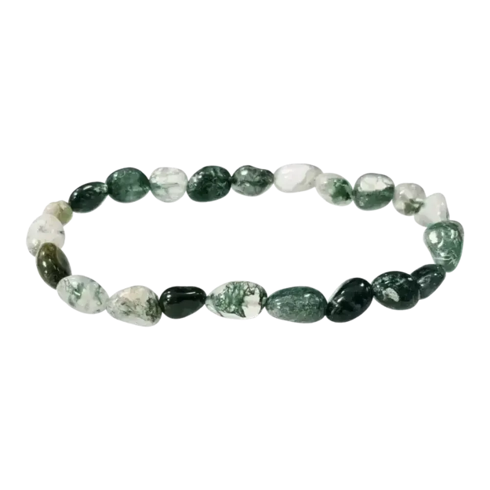 Bracelets - Moss Agate Bracelet With Tumbled Stones - ARABESK