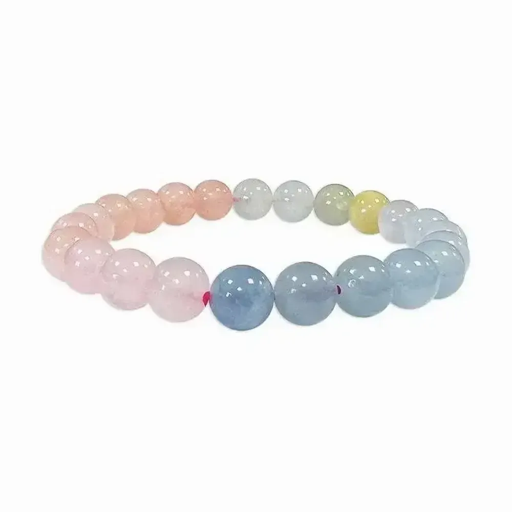 Bracelets - Beryls Aquamarine & Morganite AAA 8mm pearls bracelet - ARABESK