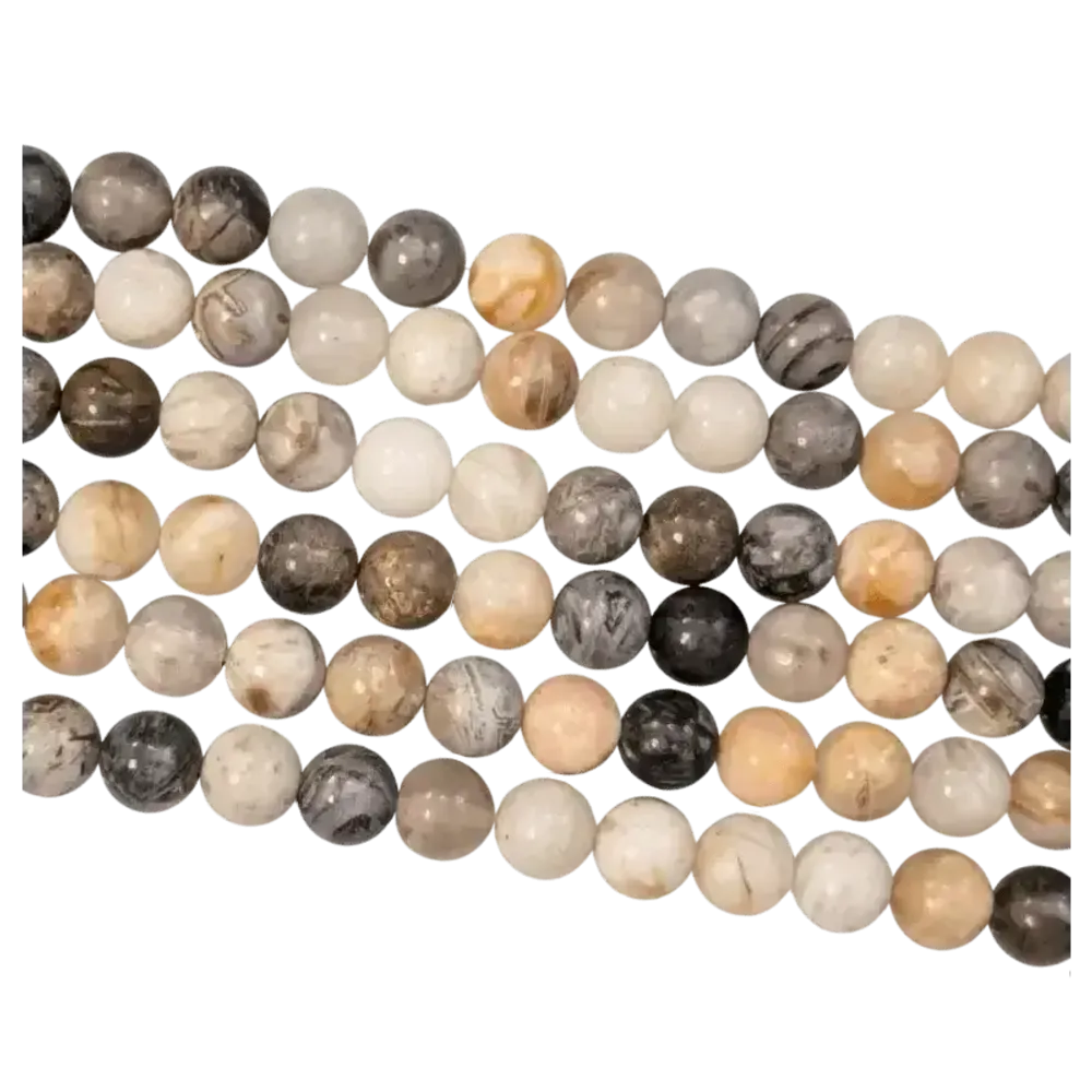 Bijoux - Agate Plume perles 6mm sur fil 40cm - ARABESK