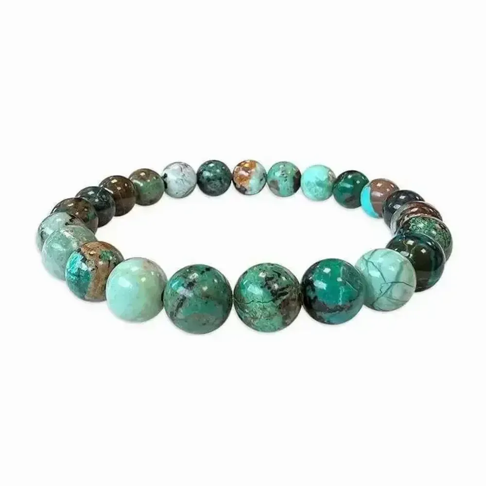 Bracelets - Bracelet Amblygonite Chrysocolle AA perles 8mm - ARABESK