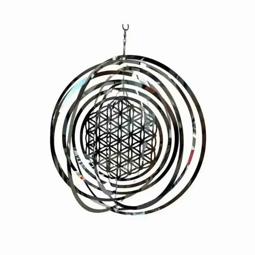Objets de décoration - Carillon éolien 3D acier fleur de vie 30cm - ARABESK