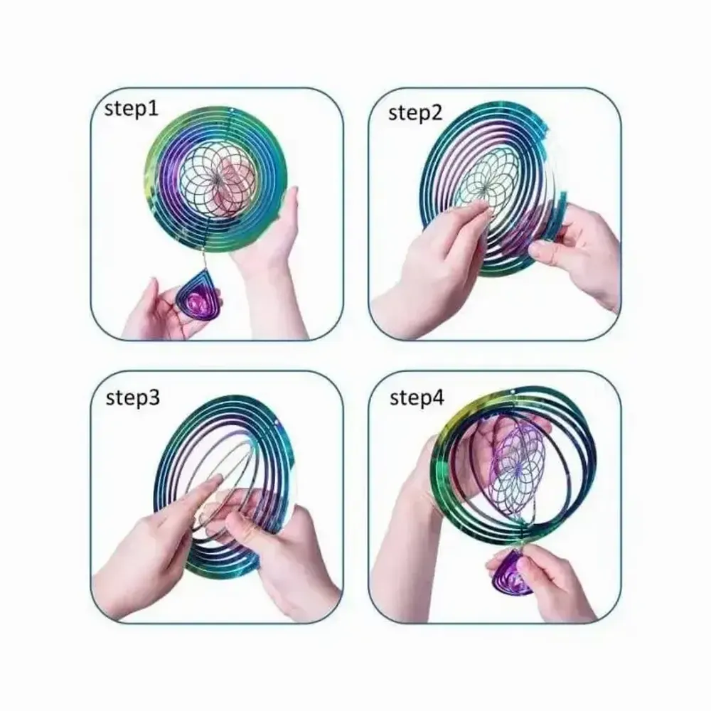 Decorative objects - Wind chime 3D steel rainbow flower of life 15cm - ARABESK