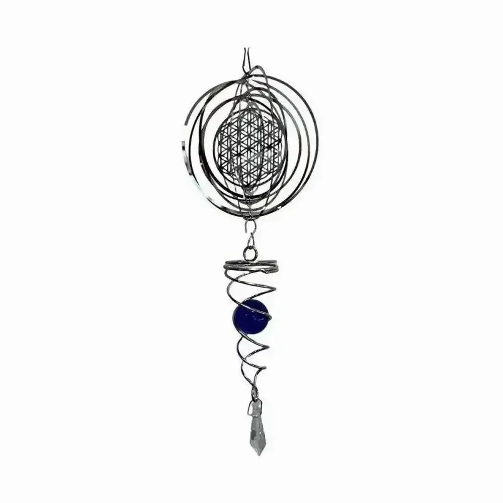 Decorative objects - Wind chime 3D steel flower of life spiral with purple ball 10cm - ARABESK