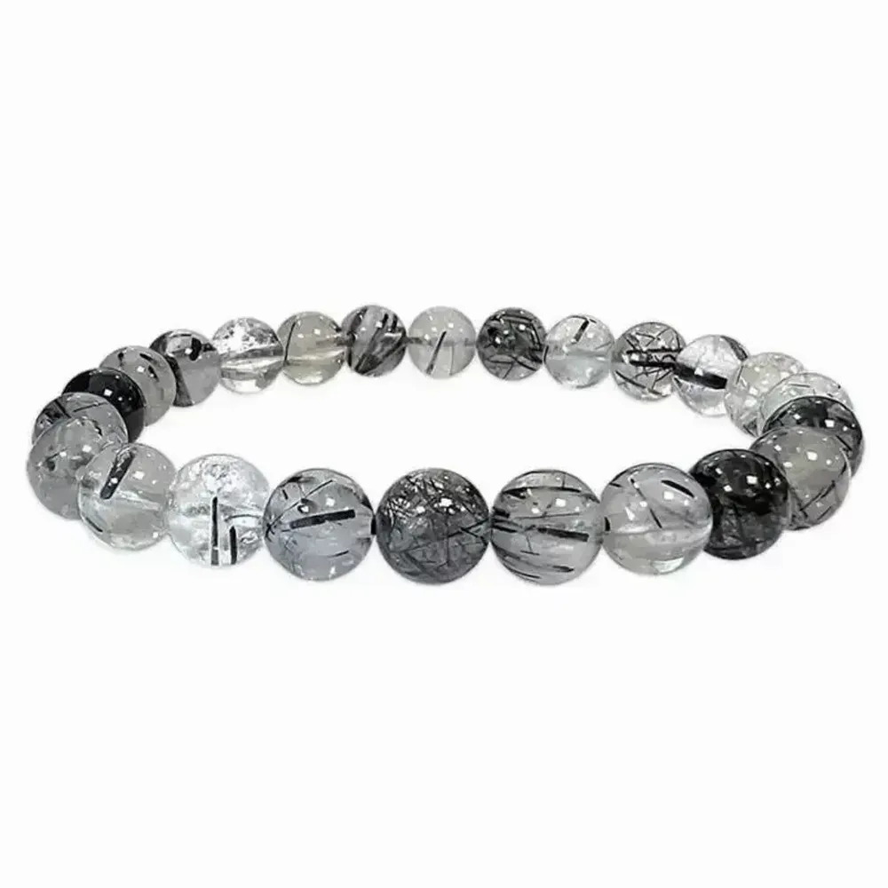 Bracelets - Bracelet Cristal de roche Tourmaline AA perles 7-8mm - ARABESK