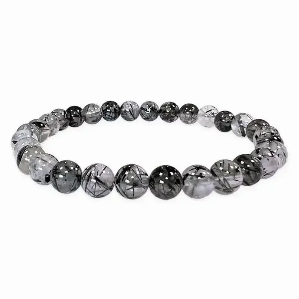 Bracelets - Rock Crystal Bracelet Tourmaline AA beads 5.5-6.5mm - ARABESK