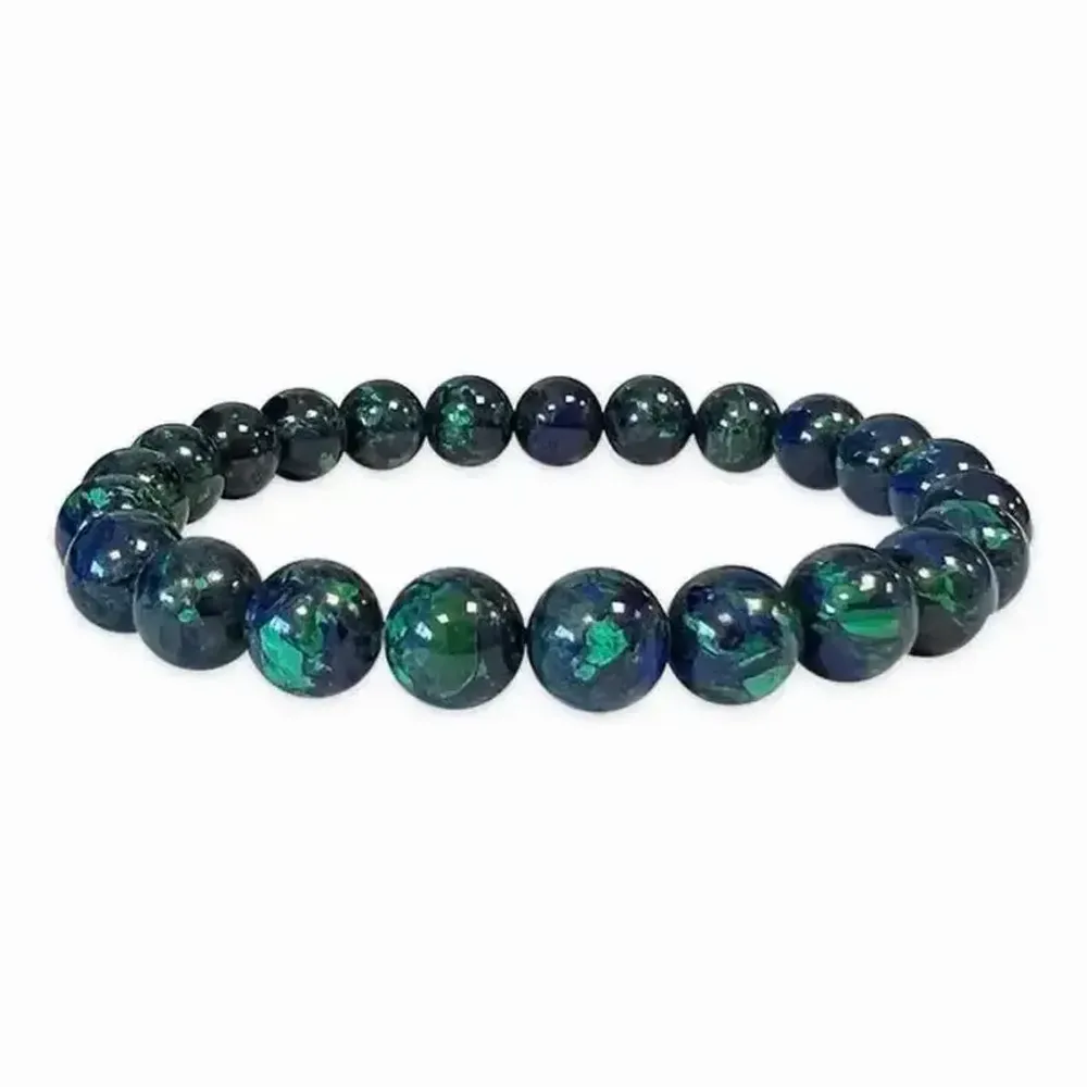 Bracelets - Azurite & Malaquite AAA 8mm pearls bracelet - ARABESK