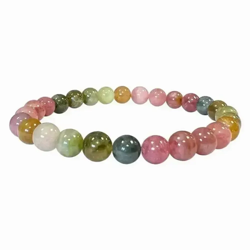 Bracelets - Bracelet Tourmaline multicolore AAA perles 6.5-7mm - ARABESK